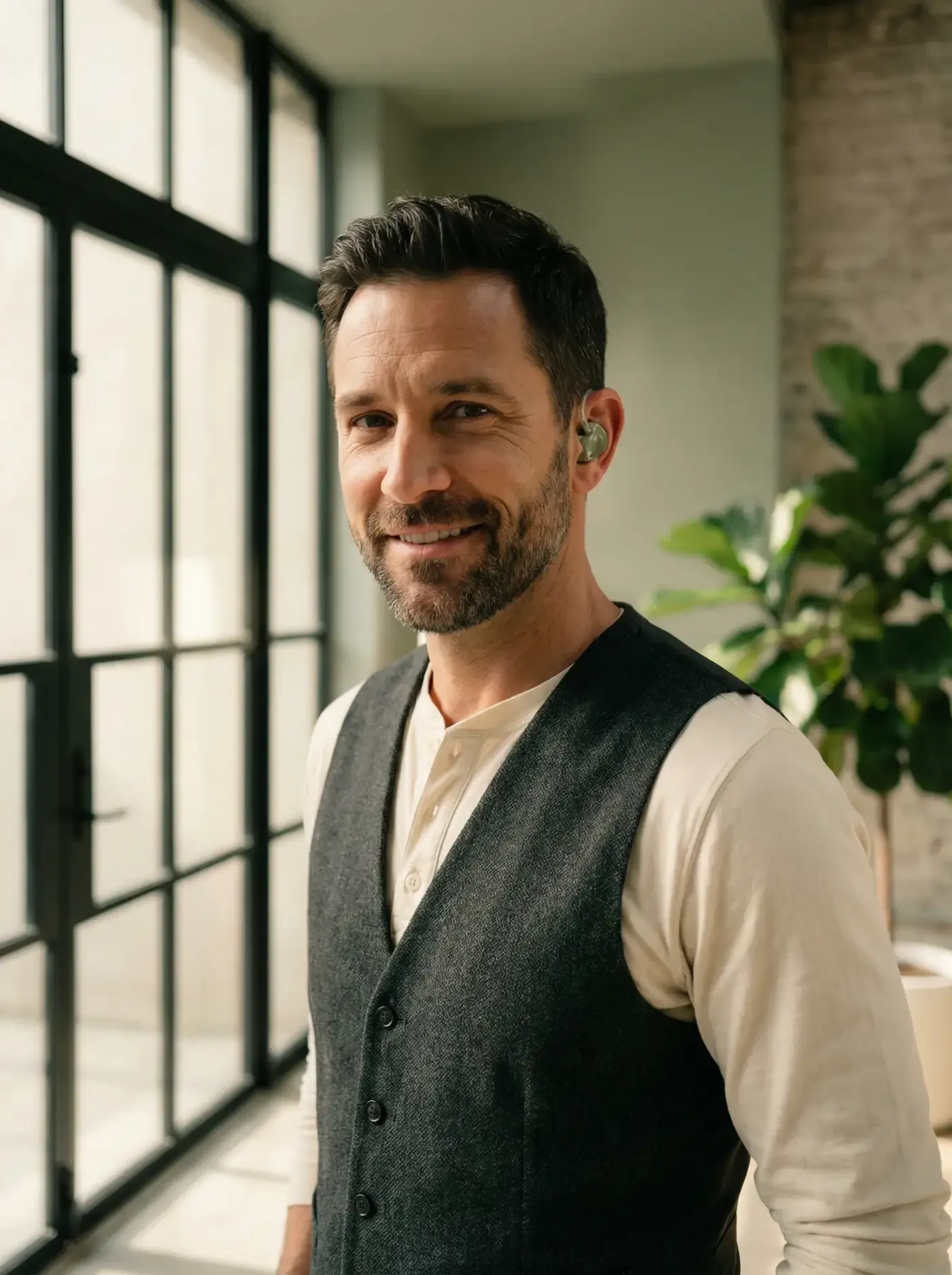 Aktiver Mann mit maßgefertigtem Gehörschutz bei Jägers & Klingenhäger