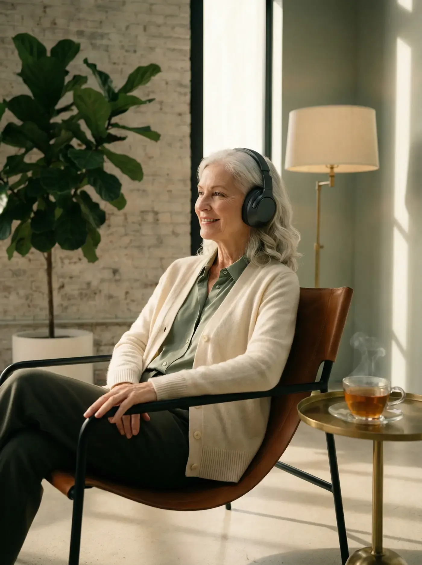 Seniorin genießt Fernsehen mit TV-Kopfhörer von Jägers & Klingenhäger