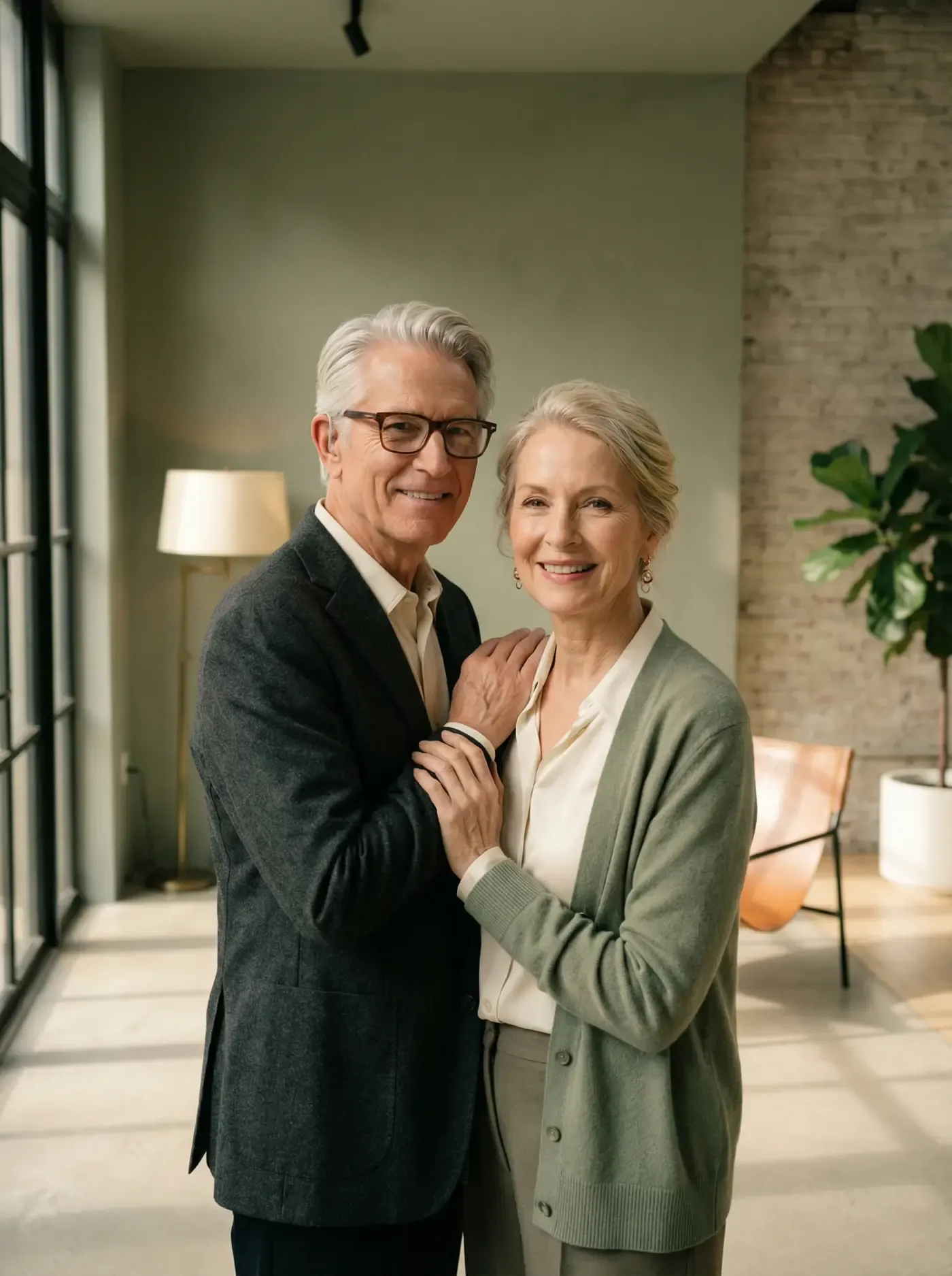 Zufriedenes Paar mit Hörgeräten bei Jägers & Klingenhäger Wassenberg